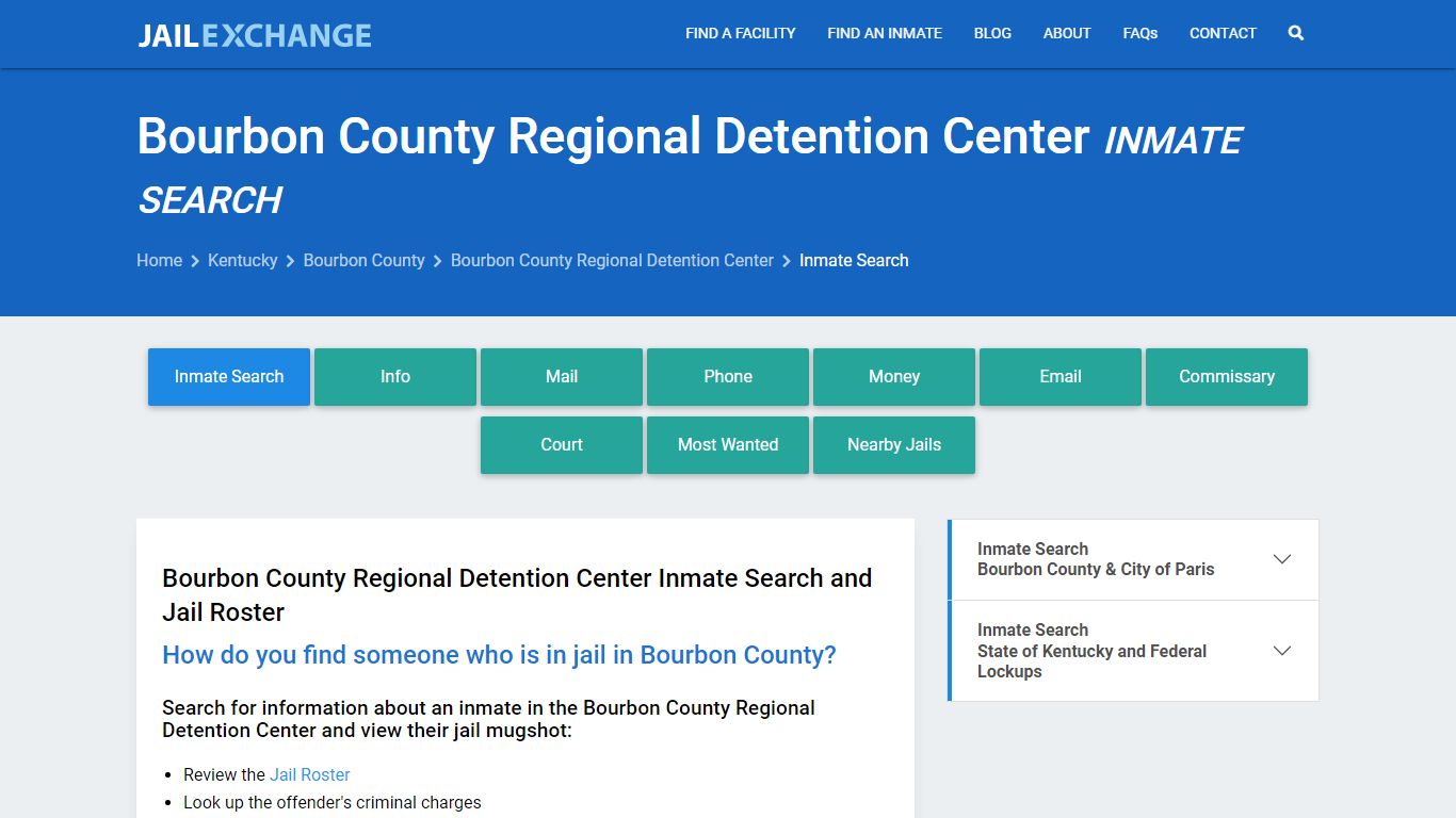 Bourbon County Regional Detention Center Inmate Search - Jail Exchange